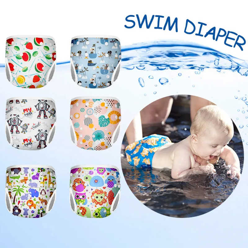 Pororo Swimwear kids swimsuit for baby girl boy 0-3 years swim nappy diapers waterproof reusable size adjustable Pool Pant