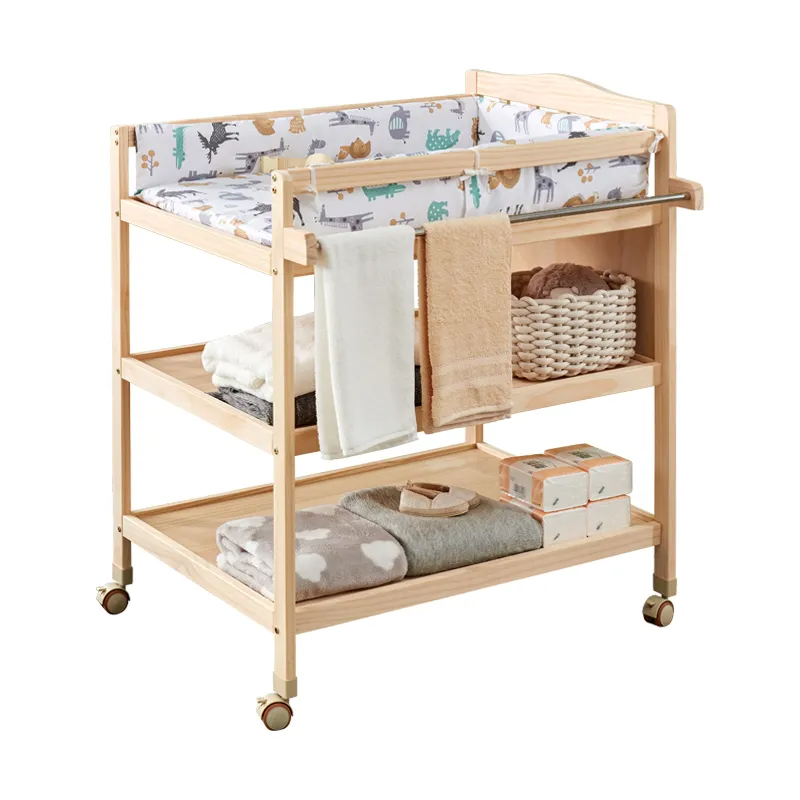 Hxl Diaper-Changing Table Solid Wood Bath Integrated Baby Care plus-Sized Storage Newborn Storage Rack