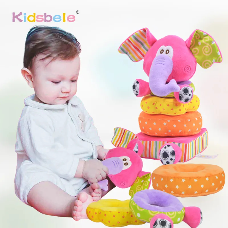 Toys For Newborn Children Educational Baby Toys Soft Plush Mobile Rattles Toys Kidsbele Elephant Stacking Baby Toys Handbell