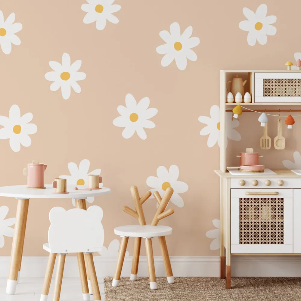 Large Daisy Flowers Boho Style Wall Stickers Home Decorative Wall Decals for Kids Room Living Room Interior Wall Art Vinyl Decal